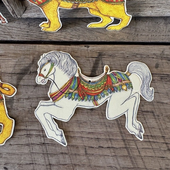 Vintage Merrimack Die Cut Gift Tags Circus Animals Horse Lion Child Birthday 80s - Picture 5 of 8